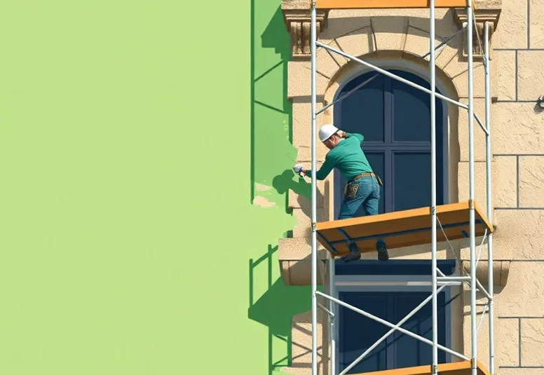 Ravalement de façade en pierre, nettoyage et application d'enduit