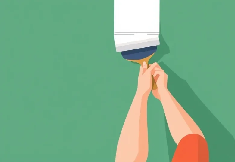 Pose de papier peint, rouleau et brosse à maroufler